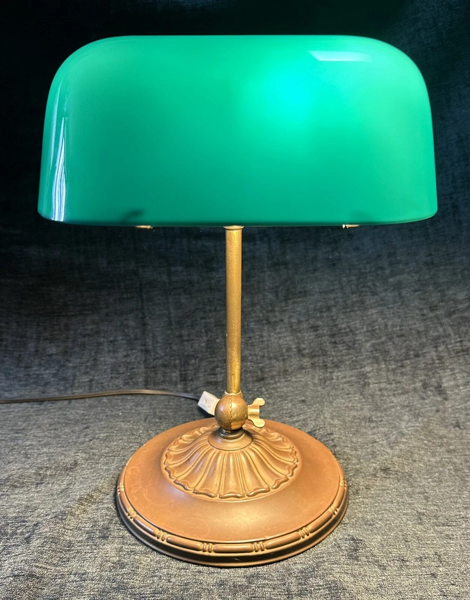 Antique Emeralite Desk Bankers Lamp Green Shade Model 8734A Made In USA