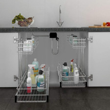 2-Pack Under Sink Organizer, 2-Tier Pull-Out Rack for Kitchen  Bathroom