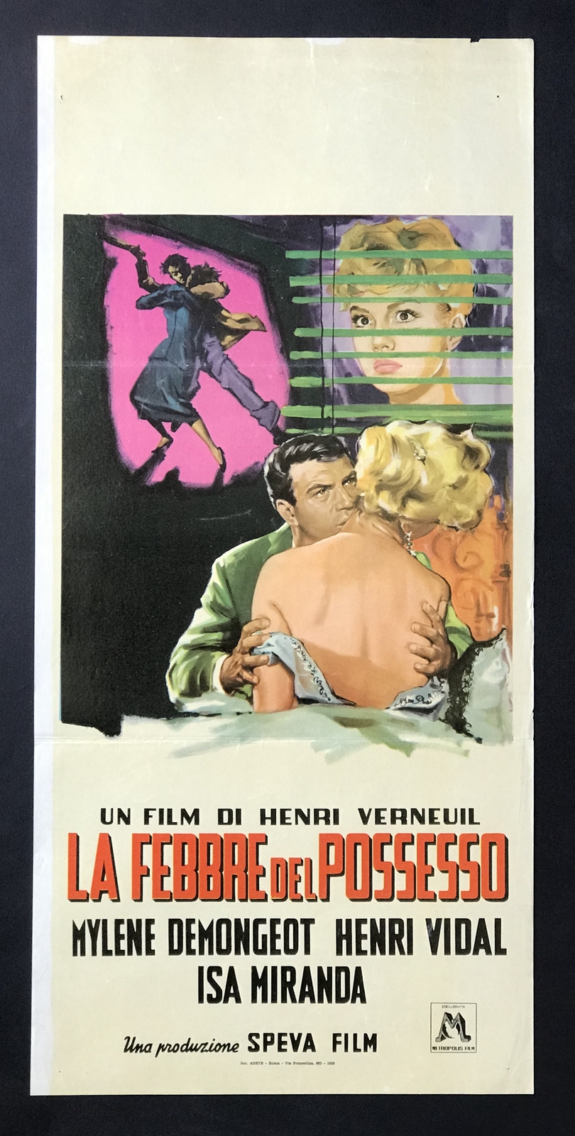 Locandina originale film LA FEBBRE DEL POSSESSO (1957) - Regia di Henri Verneuil