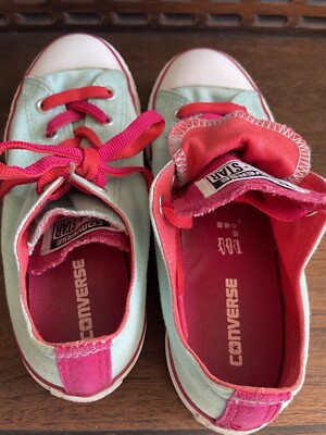 Chuck Taylor Converse Double Tongue Sneakers Girls Sz Turquoise