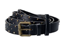 Dsquared2 Cintura Uomo Nero Metallo Perline Look Anticato 100% Pelle Tg S