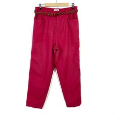 Talbots Vintage Pink Linen Cotton Blend Casual Belted Pants Womens 14