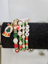 Joyful Christmas Colored Set Of 4 Bracelets Bundled For Xmas Gifts