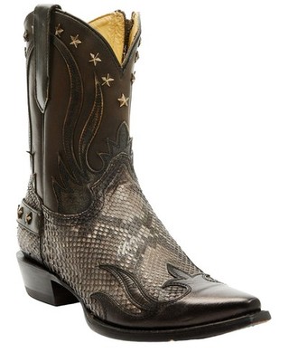 Corral Men's Exotic Python Overlay Short Western Boot - Snip Toe - C4205