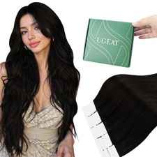Ugeat Tape in Real Human Hair Extensions Brown Invisible Dark