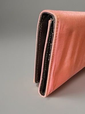 Vintage Prada Tessuto Begonia Pink Nylon Saffiano Leather Trifold