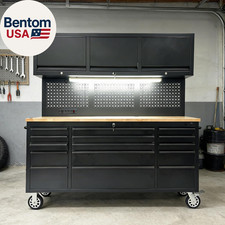 72 Inch Rolling Tool Chest With Led Tool Box Mobile Garage Workbench With 15 Fu