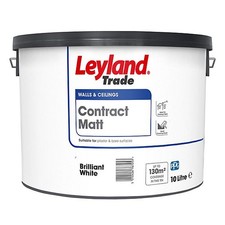 Leyland Trade Brilliant White Matt Emulsion Paint 10L Contract Walls Ceilings 3.20 per litre