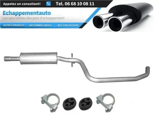 Silencieux central pour VW Touran 1.6 de 2003 à 2008 en acier aluminisé