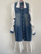 Long Denim Shirt dress Blouse Women s Size large Jean