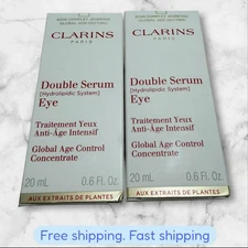 FOR 2 Clarins Double Anti-Aging Serum Eyes 0.6 Oz 20ml Concentrate NEW SHIP