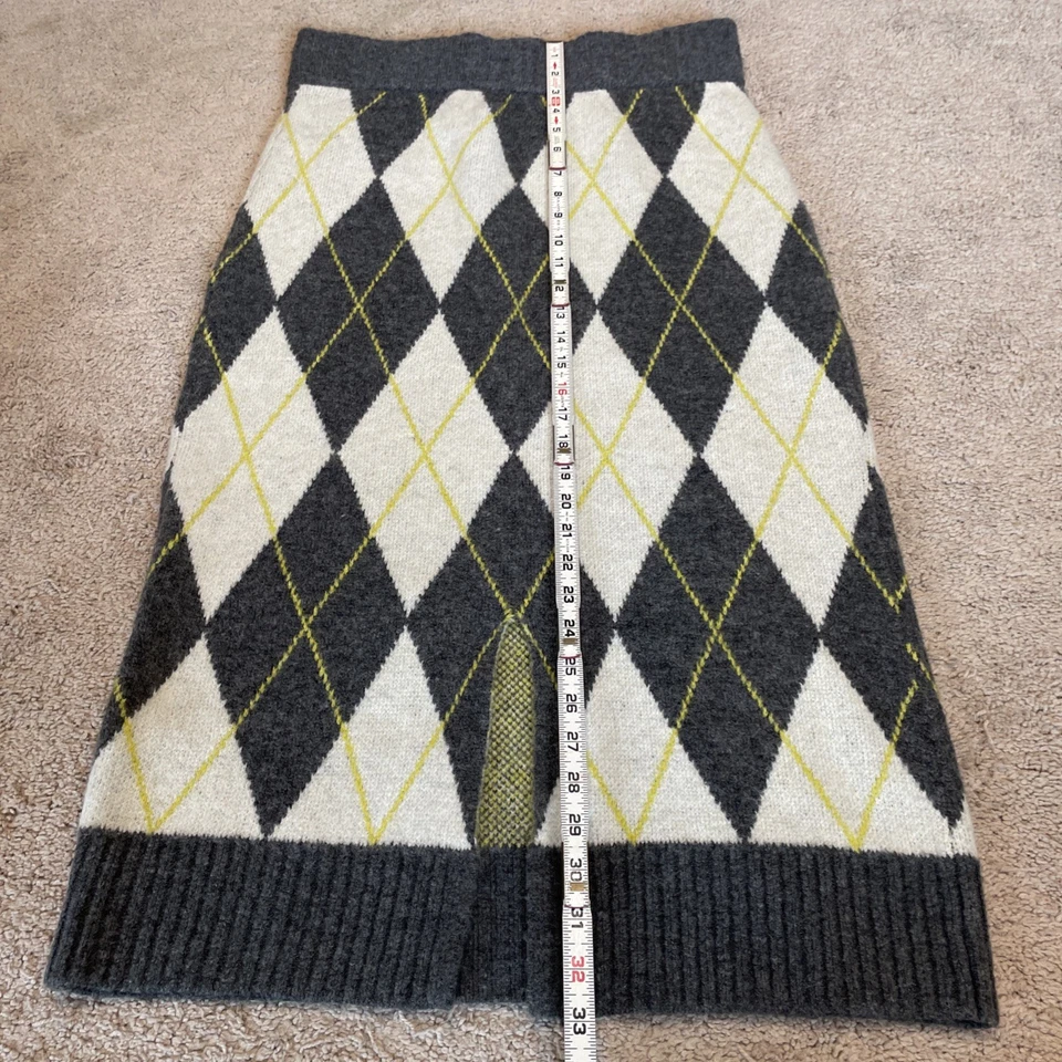 PRINGLE of Scotland x H&M Women's Argyle Midi Skirt Size L Gray Knit Preppy - Image 4 of 4
