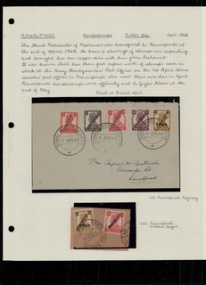 India 1947 KGVI stamps handstamped PAKISTAN in Rawalpindi on cover rare