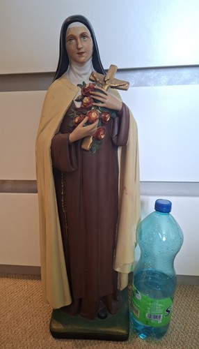 60,5 Cm/BELLE STATUE RELIGIEUSE/Ste Thérèse de Lisieux/PLATRE Peint/XXé/Jesus - Picture 2 of 9
