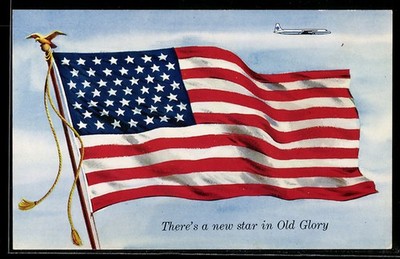 AK US-Amerikanische Flagge nach der Proklamation Alaskas als 49. Staat, Stars a 