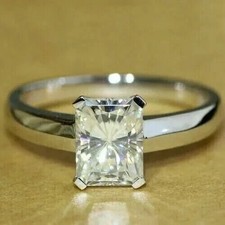 2.50 CTW Radiant Cut Moissanite Women's Engagement Ring 14K White Gold Plated