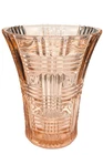 Vintage ('30s) Anchor Hocking AHC34 Pink Glass Vase, 6.75", Geometric Horiz/Vert