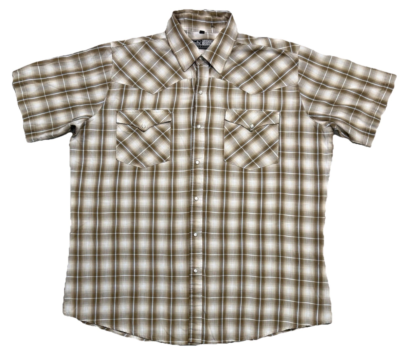 Canyon Guide Outfitters Western Pearl Snap Plaid Short Sleeve Shirt Men’s Sz XL