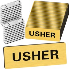 30 Pack Magnetic Badge Ushers Pins for Church round Corners Acrylic Usher Name T