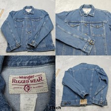 Wrangler Rugged Wear Denim Jacket Mens Medium Wash Jean Trucker USA VTG Rare 90s