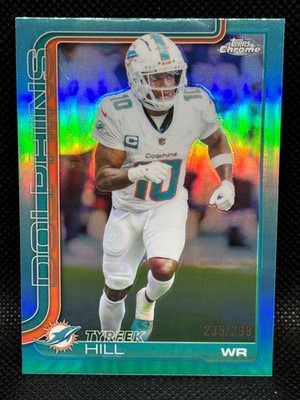 2025 Topps Chrome Tyreek Hill /299 TRUE TEAL REFRACTOR #185 mint+ COLOR MATCH