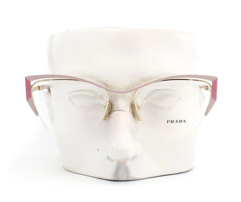 Prada Semi Rimless Eyeglasses VPR63Y 14A-1O1 Alabaster Pink Gold 54mm No Case - Image 3 of 4