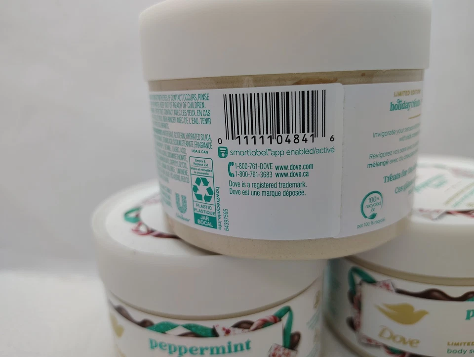 Lote de 3 esfoliantes corporais femininos Dove casca de hortelã-pimenta edição limitada - Imagem 4 de 4