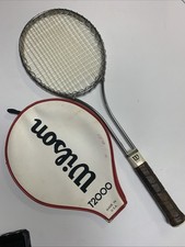 Vintage Wilson T 2000 steel racquet, 4 3/8, cover, strung, excellent condition
