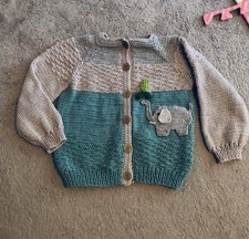 jacke handgestrickt Gr. 98 mit Elefanten Knop...