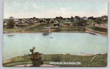 VTG Postcard YORK HARBOR ME Cottages Bird's Eye View Waterfront Maine c1910