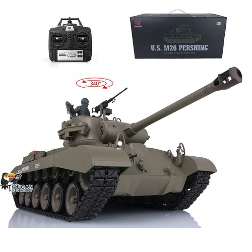 Used Henglong 1/16 7.0 Plastic M26 Pershing RTR Infared BB Shooting RC Tank 3838