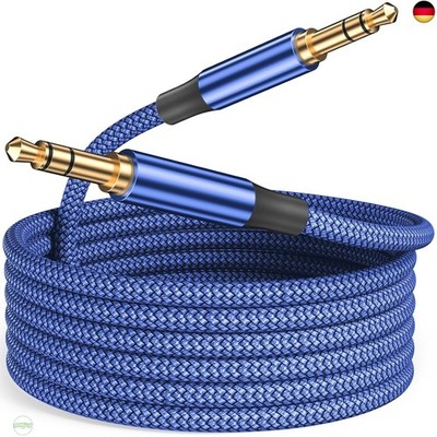 Siwket 3.5 mm Aux Cable, 10 m, Long Audio Cable, Nylon Jack to Jack Cable,