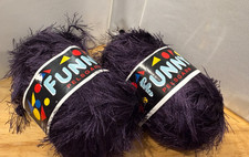 Lot 2 Skeins FUNNY Eyelash Yarn Pelsgarn 50g 90m 100 Polyester Purple