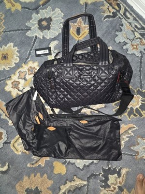 MZ Wallace Metro Team Bag Black Quilted Duffle with Zipper Pouches