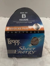 Vintage L’eggs Sheer Energy Pantyhose Control Top Sheer Toe Size B Nude 60428