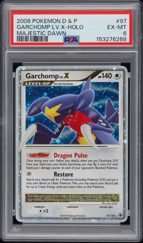 2008 POKEMON DIAMOND & PEARL MAJESTIC DAWN #97 GARCHOMP LV.X-HOLO PSA 6