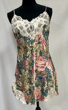 Vtg Victoria's Secret gold label lace satin floral nightie slip dress babydoll