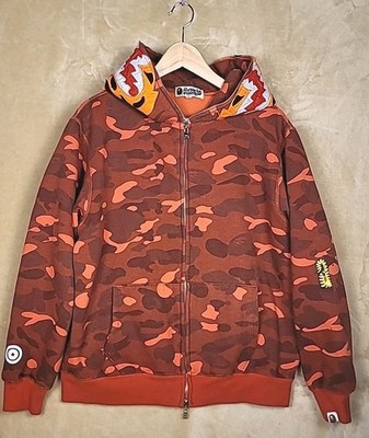 Authentic BAPE Tiger Full Zip Hoodie 1st Red Camo A Bathing Ape