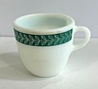 Pyrex Corning Vintage Blue Laurel Leaf Milk Glass Coffee Mug Cup heavy