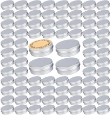 120pcs 2 oz / 60ml Bulk Packaging Screw Top Aluminum Tin Jar with Screw Lid a...