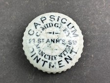61179 Old Vintage Antique Printed Pot Lid Ointment Manchester Cure