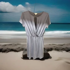 C Brand T Shirt Dress Size S 1/2 Sleeve Pullover Gray Fit Flare Swing