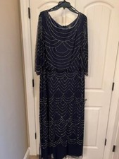 Adrianna Papell Plus Size Navy Long Gown - 24W