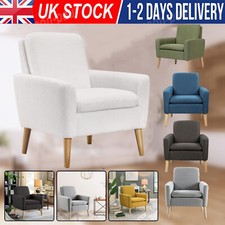 Linen Armchair Chesterfield Fireside Couch Chair Lounge Tub Single Sofa Wood Leg