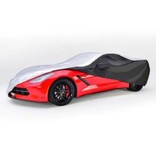 C7 Corvette Car Cover Indoor/Outdoor Silver/Black with Embossed Flag : 2014-2018