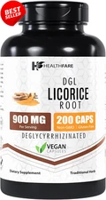 HealthFare Licorice Root Extract 900mg 200 Veg Caps High Potency Non-GMO - US