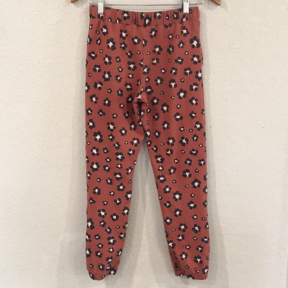 Carter's Girls Sz 14 Sweatpants Brown & Pink Floral Leopard Jogger 100% Cotton - Image 3 of 4