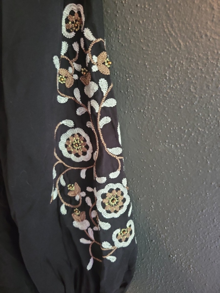 White House Black Market WHBM Black Embroidered Boho Dress NWT XS | eBay