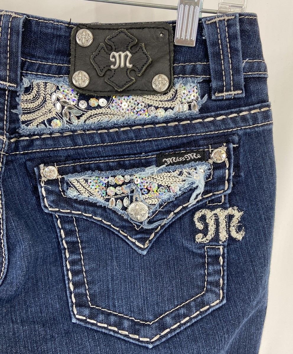 新品miss meレディーススキニーデニムタグ付き Miss me Cropped Skinny JE5758Y3 Women's Denim Jeans Size 30 Sequin