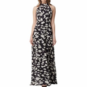 animal print halter neck dress